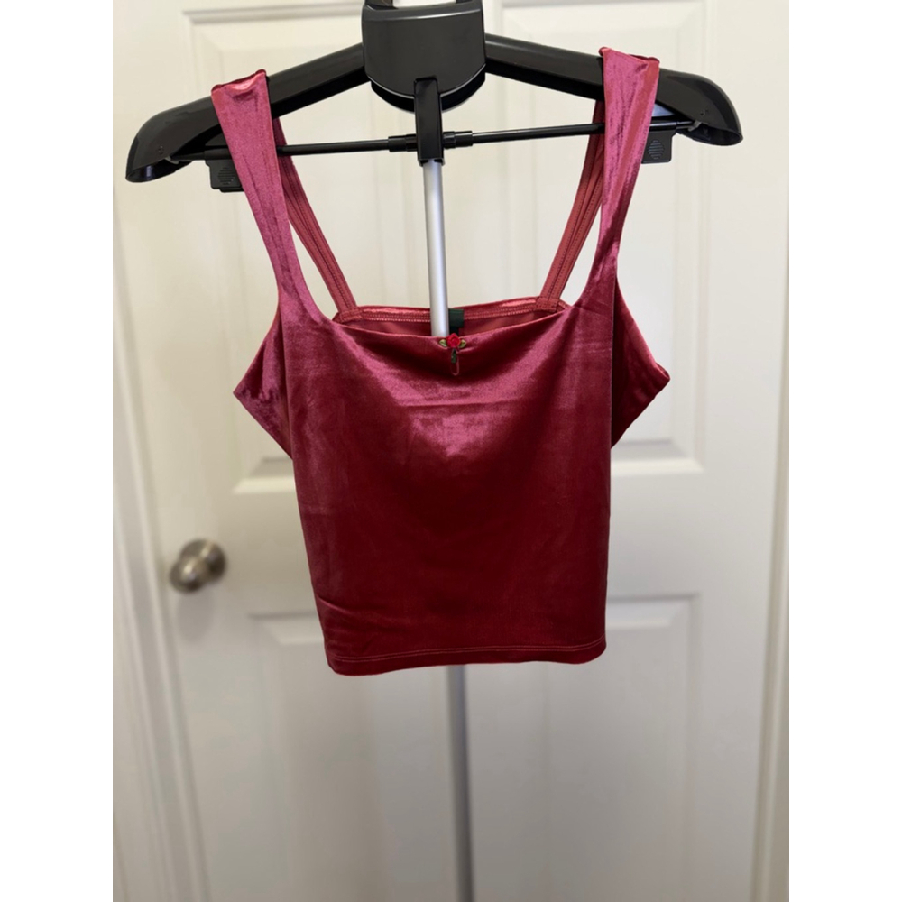 Women's Velour Tank Top - Wild Fable™ Berry Red M NWT - Picture 2 of 6